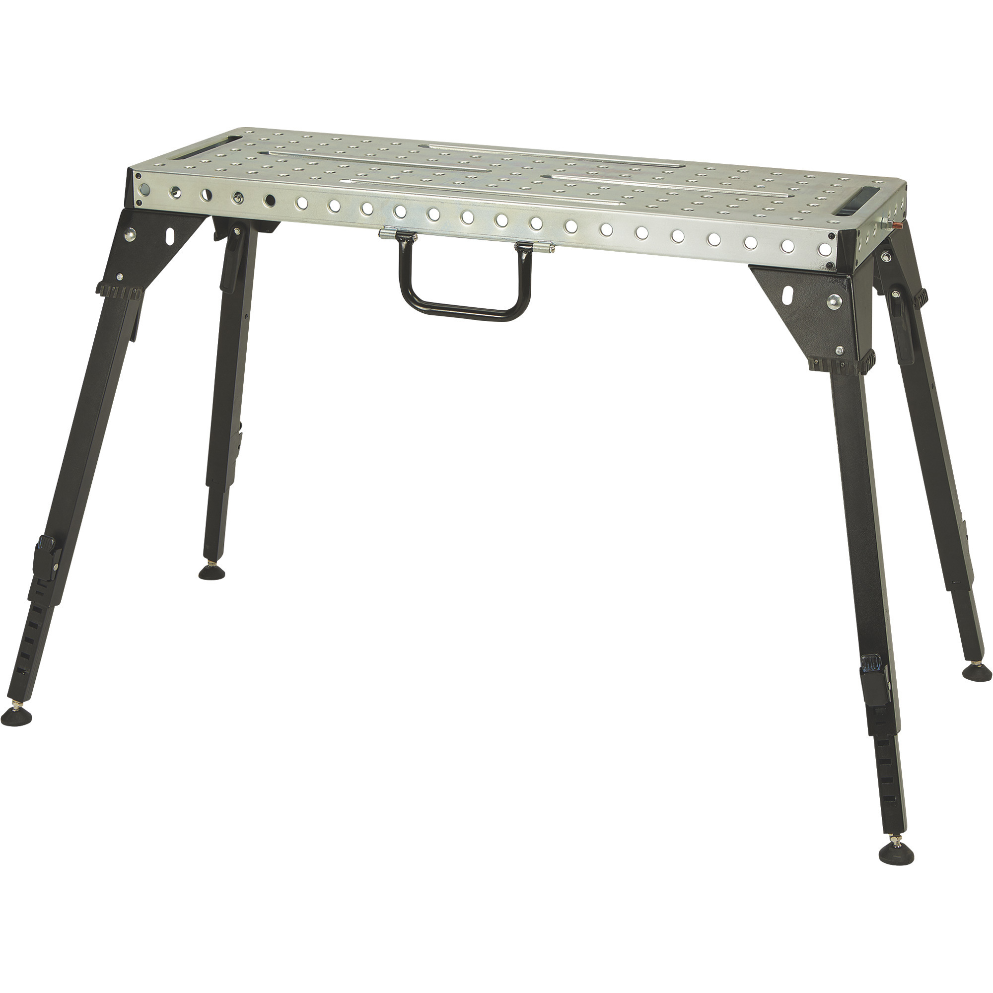 Klutch Adjustable-Height Steel Welding Table, 46in.L x 18in.W x 28.5in.–36in.H, 1000-Lb. Capacity